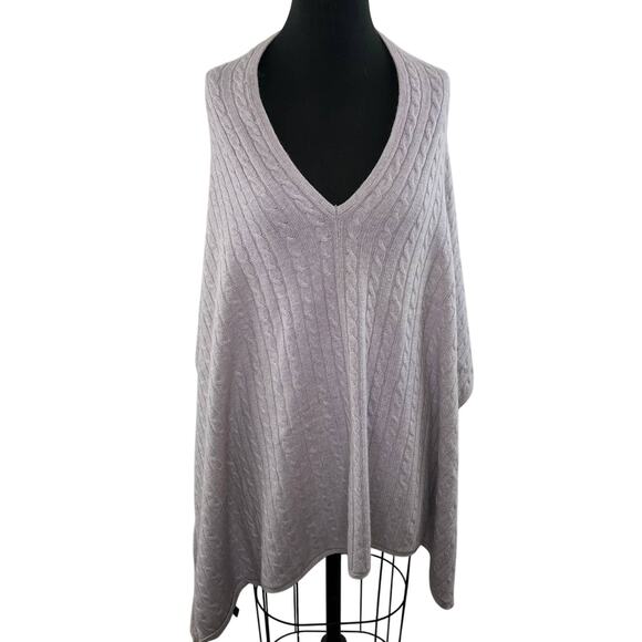 The Limited Light Purple Wool Cashmere Cable Knit V-Neck Poncho Sweater One Size - Picture 1 of 8